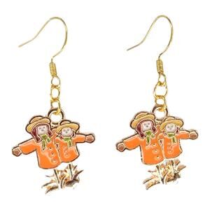 Fall Scarecrow Earrings | Thanksgiving Harvest Dangle Jewelry